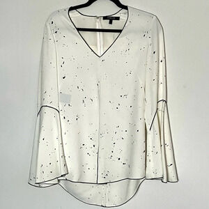 Derek Lam‎ Black & White Splatter Print Silk Blouse 0 XS